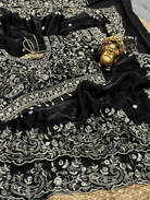 Black Silk Sari Free Stitched Blouse - BONYHUBSAREE