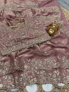 BlushPink Silk Sari Free Stitched Blouse - BONYHUBSAREE