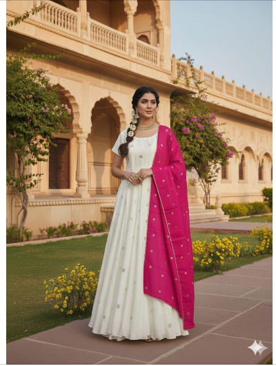 Designer Gown Anarkali Dupatta Qty2 pcs