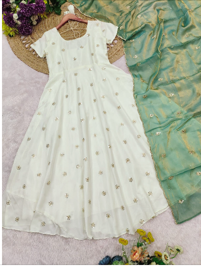 Designer Gown Anarkali Dupatta Qty2 pcs