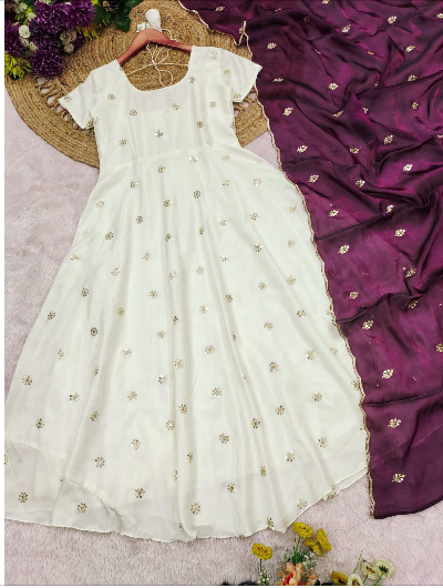 Designer Gown Anarkali Dupatta Qty2 pcs