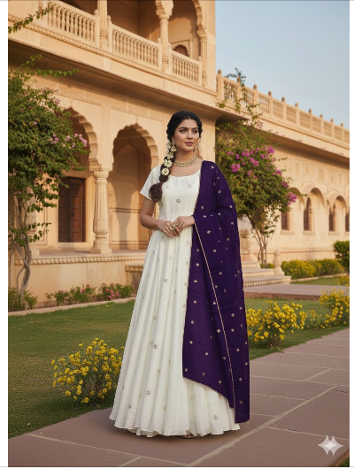 Designer Gown Anarkali Dupatta Qty2 pcs