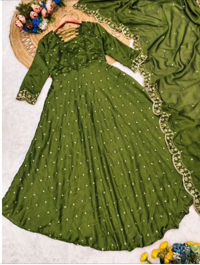 Wedding Designer Gown Anarkali Dupatta Qty2 pcs