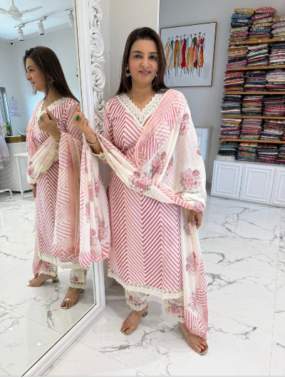 Noor Cotton Crocia Straight Suit