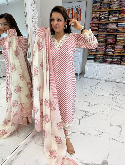 Noor Cotton Crocia Straight Suit