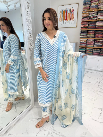Noor Cotton Crocia Straight Suit