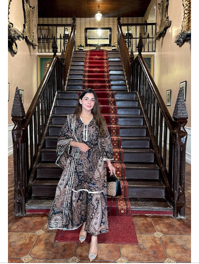 Meher Black Cotton Straight Suit