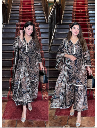 Meher Black Cotton Straight Suit