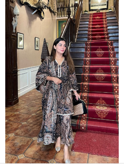 Meher Black Cotton Straight Suit