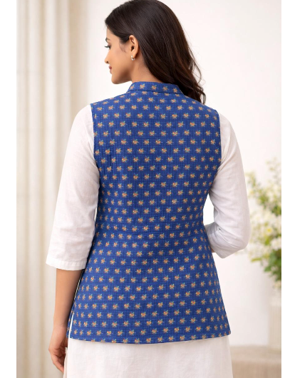 Blue Winter Cotton Quilted Warm Jacket