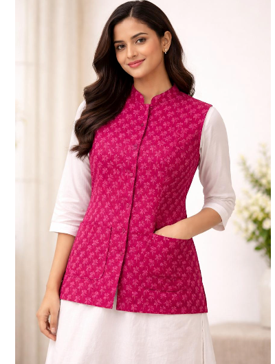 Pink Winter Cotton Quilted Warm Jacket