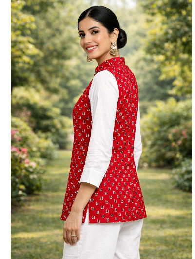 Red Winter Cotton Quilted Warm Jacket