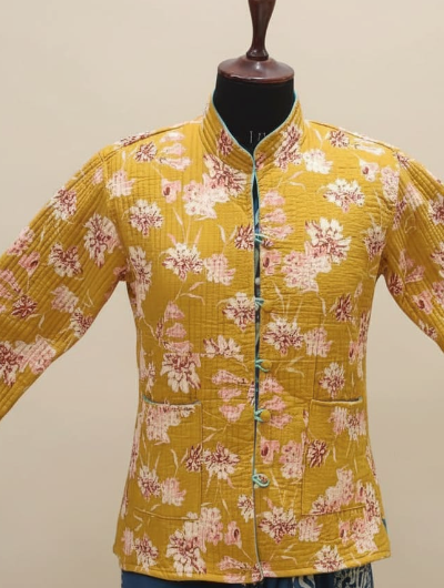 Mustard Winter Cotton Quilted Warm Jacket