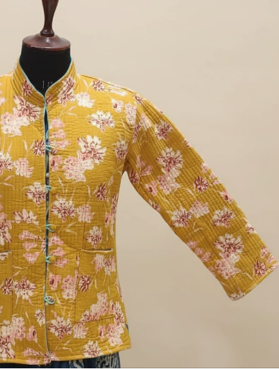 Mustard Winter Cotton Quilted Warm Jacket