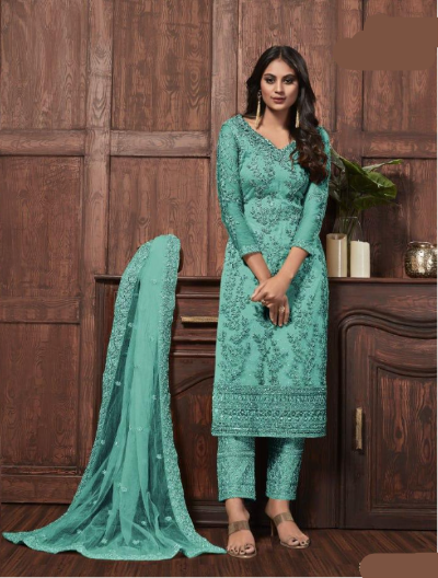Mayesha Seablue Embroidery Salwar Kameez UK Next Day