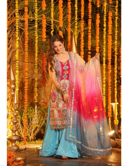 Plus Size Sleeveless Sharara Printed Suit UK Next Day