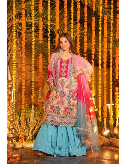 Plus Size Sleeveless Sharara Printed Suit UK Next Day