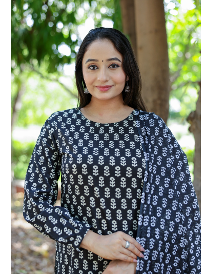 Black White Cotton Salwar Suit Women