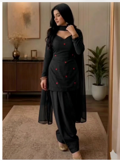 Dusty Women Cotton Farshi Salwar Suit Chiffon Dupatta