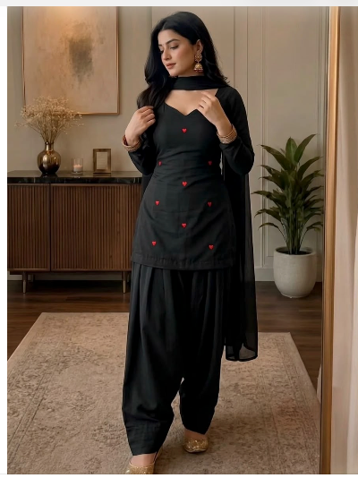 Dusty Women Cotton Farshi Salwar Suit Chiffon Dupatta