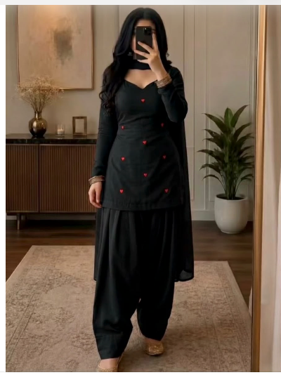 Dusty Women Cotton Farshi Salwar Suit Chiffon Dupatta