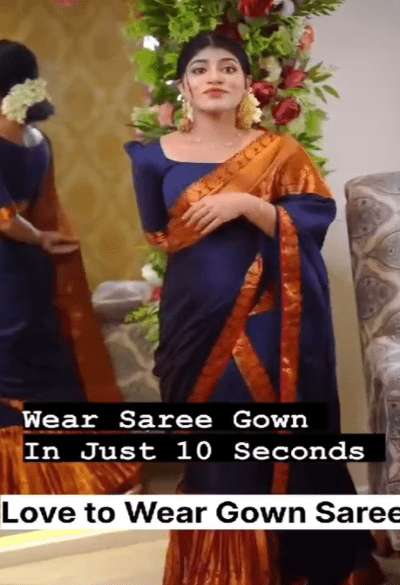 10 Second Saree Ethnic Gown Stitched with Pallu - BONYHUBSAREE