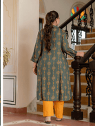 Plus size Green Front Slit Princess Kurti UK Next Day - BONYHUBSALWAR KAMEEZ