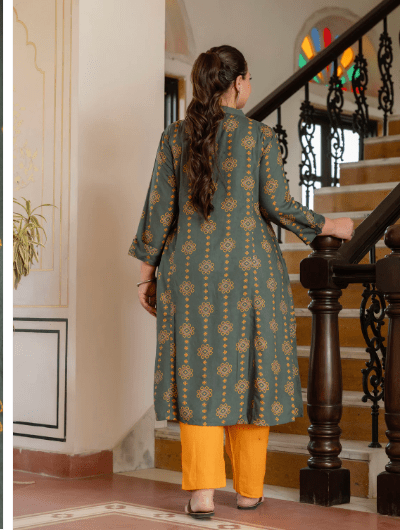 Plus size Green Front Slit Princess Kurti UK Next Day - BONYHUBSALWAR KAMEEZ