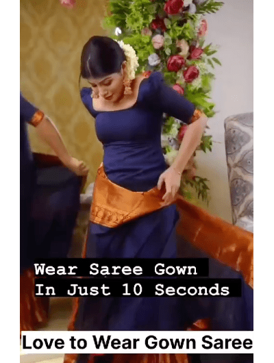 10 Second Saree Ethnic Gown Stitched with Pallu - BONYHUBSAREE