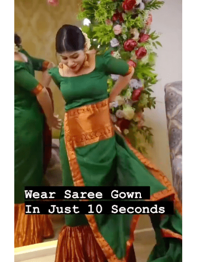 10 Second Saree Ethnic Gown Stitched with Pallu - BONYHUBSAREE