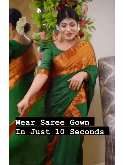 10 Second Saree Ethnic Gown Stitched with Pallu - BONYHUBSAREE