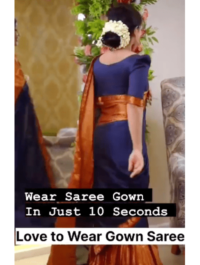10 Second Saree Ethnic Gown Stitched with Pallu - BONYHUBSAREE