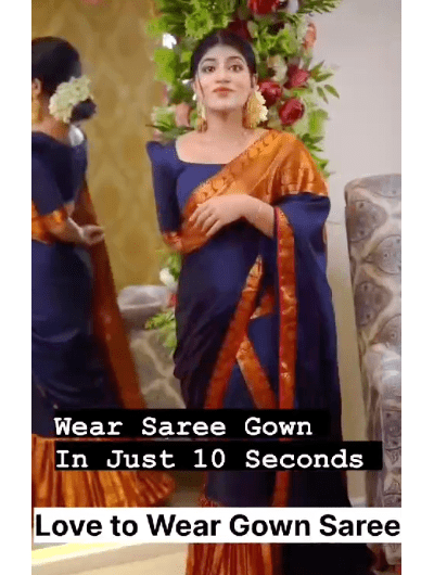 10 Second Saree Ethnic Gown Stitched with Pallu - BONYHUBSAREE