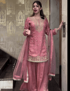 Blush Pink Embroidered Festive Sharara Palazzo Suit Set - BONYHUBSALWAR KAMEEZ