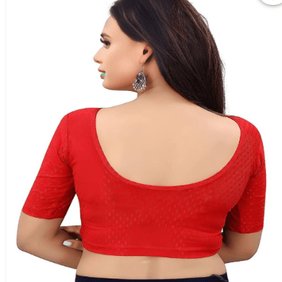 Design Red lycra nonpadded stretchable readymade blouse - BONYHUBblouses