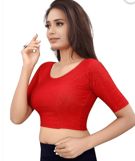 Design Red lycra nonpadded stretchable readymade blouse - BONYHUBblouses