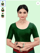 Design Green lycra nonpadded stretchable readymade blouse - BONYHUBblouses