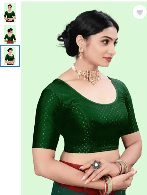 Design Green lycra nonpadded stretchable readymade blouse - BONYHUBblouses