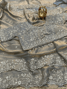 Grey Silk Sari Free Stitched Blouse - BONYHUBSAREE