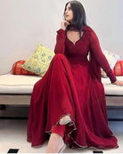 Red Georgette Anarkali Suit UK Next Day - BONYHUBSALWAR KAMEEZ