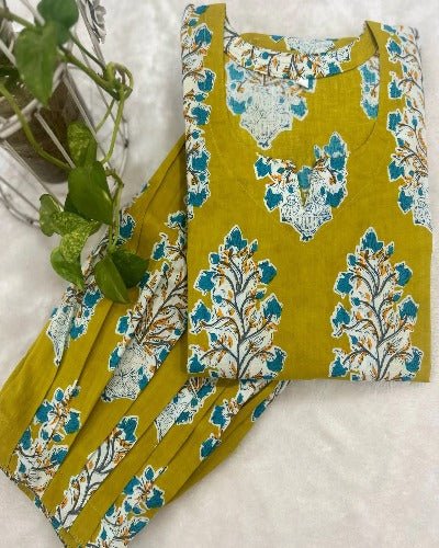 Green Butta Cotton Afghani Co - Ord Set Of 2 UK Next Day - BONYHUBSALWAR KAMEEZ