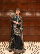 Elegant Black Georgette Rich Embroidery Sharara Suit - BONYHUBSALWAR KAMEEZ