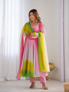 Multicolor Bloom Georgette Bollywood Anarkali Suit Set - BONYHUBSALWAR KAMEEZ