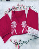 Hot Pink Cotton Handwork Anarkali Suit - BONYHUBSALWAR KAMEEZ
