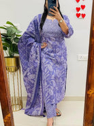 Lavender Cotton Hand Work Detailing Kurti Suit Set - BONYHUBSALWAR KAMEEZ