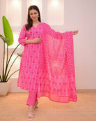 Beautiful Pink Cotton Printed Straight Suit Set - BONYHUBSALWAR KAMEEZ