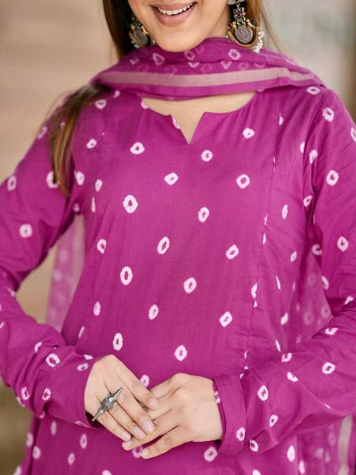 Elegant Pink Printed Cotton Straight Suit Set - BONYHUBSALWAR KAMEEZ