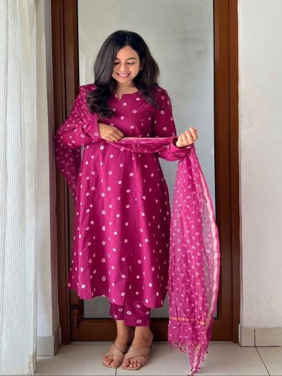 Elegant Pink Printed Cotton Straight Suit Set - BONYHUBSALWAR KAMEEZ