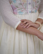 Beautiful White Embroidery Neck Yoke Cotton Straight Suit Set - BONYHUBSALWAR KAMEEZ