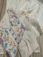 Beautiful White Embroidery Neck Yoke Cotton Straight Suit Set - BONYHUBSALWAR KAMEEZ